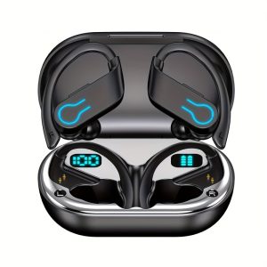 TEMU On-ear Headphones, Wireless Sports Headphones, Stereo Headphones Display, 48h Time Headphones Black