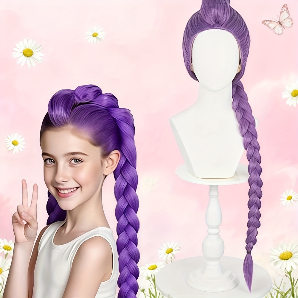 TEMU Woven Role-playing Wig, Purple Woven Wig For Christmas Role-playing, Anime-style Wig (purple)