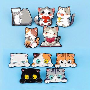 TEMU 10 Cute Cat Acrylic Brooches, Cartoon Brooches, Briefcase Badges, Backpack Badges, Clothes Brooches, Cute Items Brooches, Cat Enthusiast Gifts,