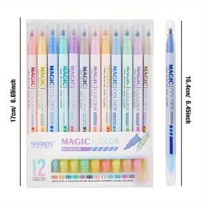 TEMU 12/6pcs Magic Fluorescent Highlighters, Color-changing Markers, Aesthetic Highlighters For Journaling, Diary, Scrapbooking, Office & School