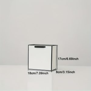TEMU 12pcs Of White Cardboard With Black Edges Bags, Hand-held Paper Bags Suitable For Gift Bags, Shopping Bags, Takeaway Packaging Bags, Jewelry