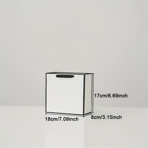 TEMU 12pcs Of White Cardboard With Black Edges Bags, Hand-held Paper Bags Suitable For Gift Bags, Shopping Bags, Takeaway Packaging Bags, Jewelry