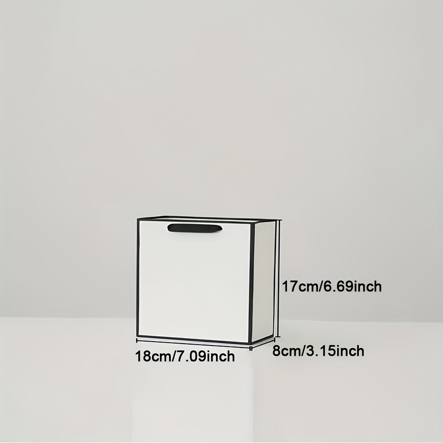 TEMU 12pcs Of White Cardboard With Black Edges Bags, Hand-held Paper Bags Suitable For Gift Bags, Shopping Bags, Takeaway Packaging Bags, Jewelry