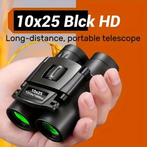 TEMU 1pc 10x25 Binoculars, Mini Pocket Binoculars With Mobile Phone Adapter, Compact Binoculars, Suitable For Bird Watching, Hunting, Concerts,