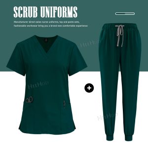 TEMU 2pcs Set Scrubs Uniforms Sets Nurse Grey Scrubs Uniform Top For Men Working Scrubs Unisex Nursing Uniforms Woman