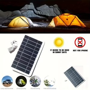 TEMU 2w Solar Charger Portable Solar Panel With Usb, Compact & Lightweight Outdoor Solar Power Bank Charger Compatible For For Power Banks, Phones,