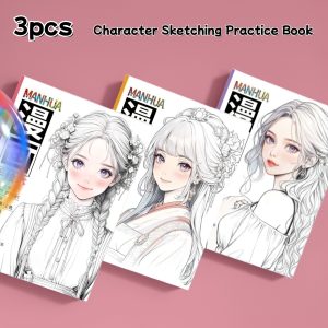 TEMU 3 Adult Beginner-level Figure Sketchbooks, Fashionable Manga Girl Copying Sketchbooks, Featuring Modern, Fashionable, And Ancient-style Girl
