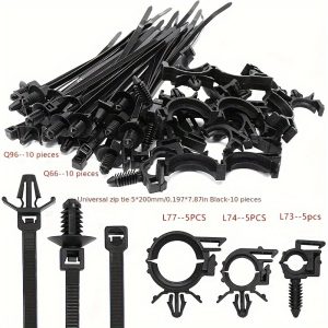 TEMU 45pcs Push-in Cable Ties, Automotive Wiring Harness Clips, Universal Car Cable Ties, Self-locking Fasteners, Cable Organizers