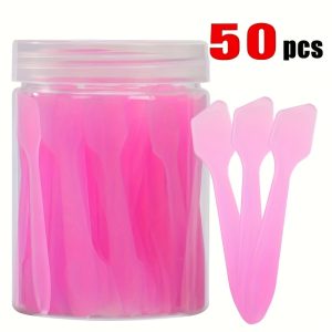 TEMU 50pcs Of Cosmetic Spatulas - For Sampling Cosmetics, Creams, Mixing Creams, Skincare Products, And Mud Masks, As Well As Face Mask Brushes