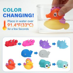 TEMU 5pcs Color Changing Baby Bath Toys For Kids, No Hole Baby Tub Toys, Sea Animal Bathtub Shower Toys, Christmas Gifts
