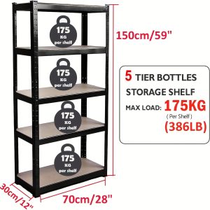 TEMU 5 Tier Metal Storage Shelving Unit Metal Shelving Rack Unit Heavy Duty Racking Shelving Unit Boltless Storage Garage Shelving Units, Utility