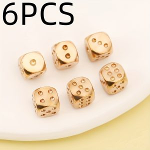 TEMU 6pcs Copper Diy Pendant Dice Set, Suitable For Club Parties, White And , Tabletop Games, Board Games, Dice Games