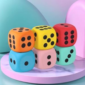 TEMU 6pcs Large Soft Foam Dice Suitable For Learning & For Playing - Plastic Oversized Dice For Board Games, Games, & S - Ideal For Games,, For Games