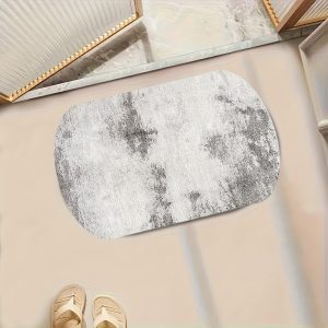 TEMU Abstract Gray And White Carpets, Oval Carpets, High-definition Printed Velvet Carpets With Double-locked Edges For Bedroom, Kitchen, Bathroom,