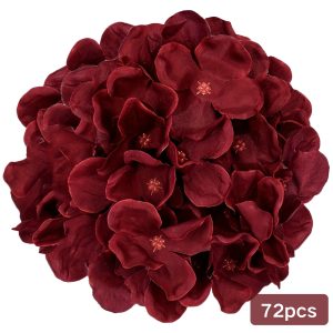 TEMU Artificial Flowers 72pcs Burgundy Hydrangea Flowers Outdoor Decoration Flowers Simulated Hydrangea Wedding Flowers Hydrangea Head Wedding Floor