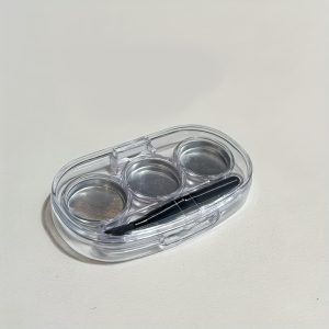 TEMU A Transparent Plastic Makeup Box With 3 Compartment Palettes, Suitable For Storing Lipsticks And Concealers, Featuring Low- Cosmetics Storage,