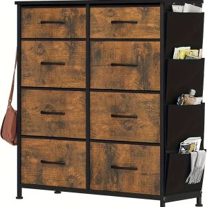 TEMU Chest Of Drawers With 8 Drawers, Fabric Drawers With Side Pocket&hooks, Handle, Sturdy , Storage Drawers For Bedroom, Room, Closet, Clothes,