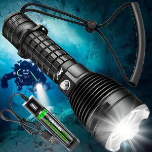 TEMU Diving Flashlight Scuba Diving Light, 3 Underwater Flashlight For Diving Snorkeling Deep With Charger