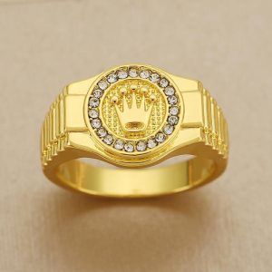 TEMU Fashion Rings, Synthetic Synthetic Zircon​​ Stone Rings, 18k Gold Plated-plated Rings, Classic Rings, Men's Rings, Wedding Rings, Crown Rings,