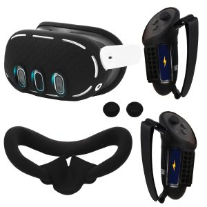 TEMU For 3 Accessories, Vr Silicone Cover Set, Vr Controller Grip Cover, Vr Shell Cover, Vr Silicone Mask, Vr Thumb Stick Cover (black), Ooavr