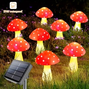 TEMU Outdoor Garden Pathway Lights, Solar Mushroom Lamps, Outdoor Lighting, Colorful Outdoor Mushroom Lights, 8 Lighting , For Courtyard Garden
