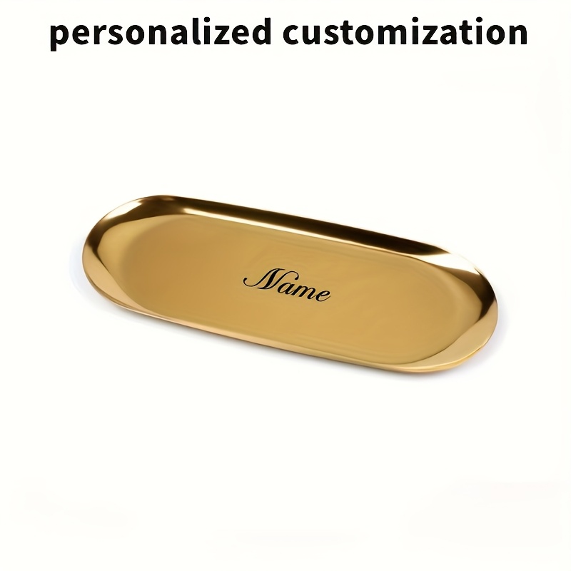 TEMU Personalized Jewelry Trays With Custom Names, Decorative Trays, Earring And Necklace Trays, Metal Trays, And Oval Stainless Steel Plates