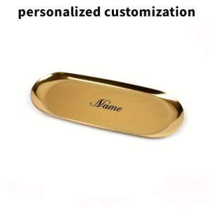 TEMU Personalized Jewelry Trays With Custom Names, Decorative Trays, Earring And Necklace Trays, Metal Trays, And Oval Stainless Steel Plates