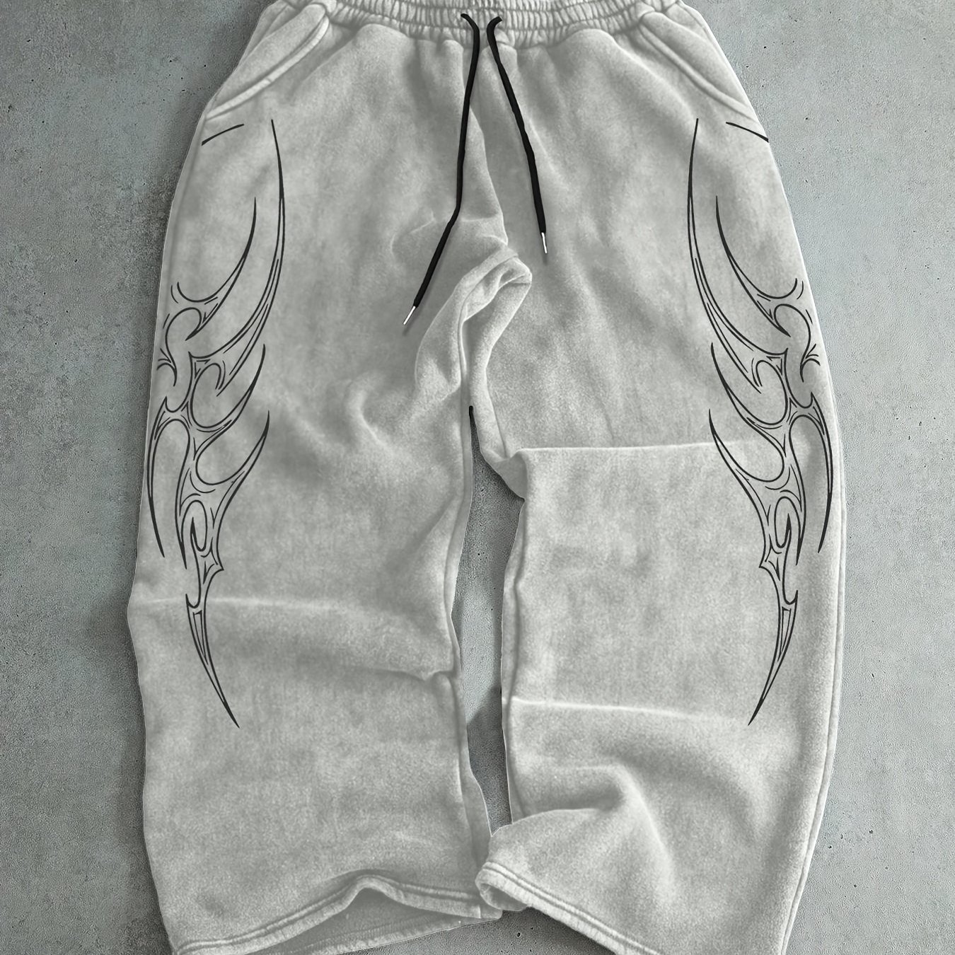 TEMU Stretchy Vintage Elastic Waist Sweatpants With Gothic Print, Comfortable Sweatpants For Fashion Enthusiasts, Athletic Sweatpants, Casual