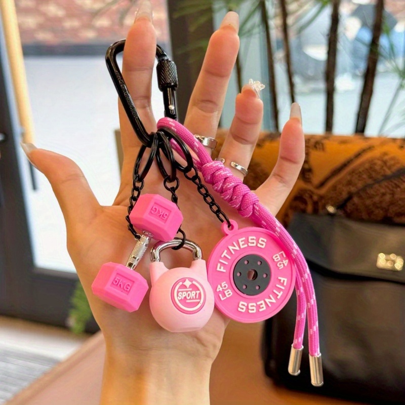 TEMU Unisex Sportig Fitness Nyckelring Kompatibel för Gym - Mini, Kettlebell, Vattenflaska & Väska Charmar - Idealisk för Fitness Trackers, Träning,