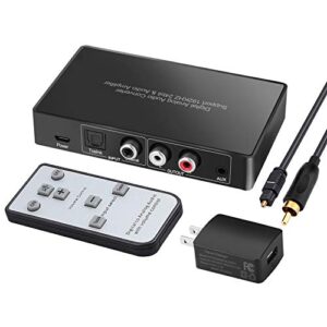 Digital to Analog Audio Converter with Remote, 192KHz/24bit Digital Coaxial Toslink to Analog L/R RCA 3.5mm Audio with Both Toslink Cable and Coaxial