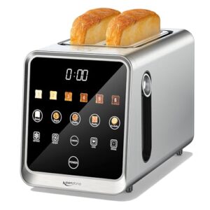 Keenstone Toaster 2 Slice, Digital Smart Toaster with TouchScreen, Dual Control Panel, Single Slot Toasting, Timer, Reheat & Defrost for Bagels, Bread