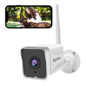 Septekon 2K Security Cameras Outdoor, 2.4G Wired WiFi Cameras for Home Security, IP66 Waterproof Surveillance Cameras with Motion Detection and Siren,