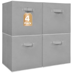 STORAGE MANIAC Storage Cubes, 13 Inch Collapsible Storage Bins with Handles, 4 Pack Fabric Foldable Bins for Organization, Durable Storage Bins for Cl