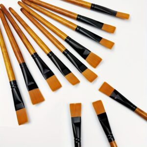 TEMU 12pcs 1 Inch Flat Paint Brushes Set - Premium Acrylic Paint Brushes For Artists, Craft Paint Brushes Ideal For Watercolor, Bulk Art Brushes