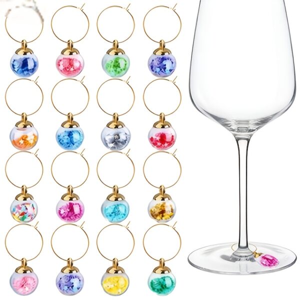 TEMU 16 Glass Ball Wine Glass Hanging Rings, Stem Glass Wine Glass Hanging Rings, Wine Glass Recognizer, Wine Gifts