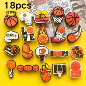 TEMU 18pcs/set Basketball Sport Shoe Charms, Sport Basketball Shoe Accessories, Basketball Pattern Shoe Charms Decoration, Basketball Accessories
