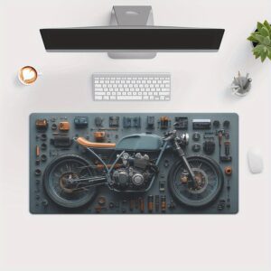 TEMU 1pc Motorcycle Components Design Hd Printed Desk Pad, Versatile Xxl Mousepad, Gaming Keyboard Mouse Mats, Office Computer Desk Mat. Presents For