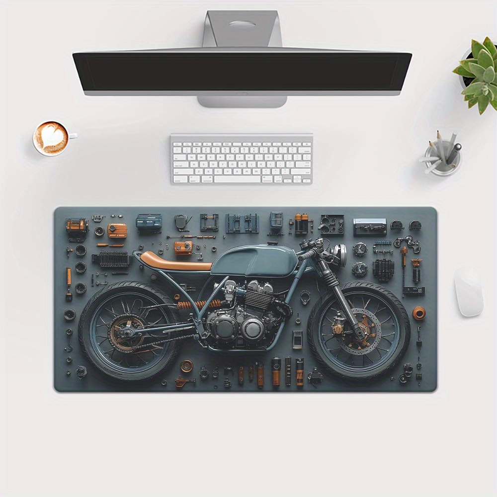 TEMU 1pc Motorcycle Components Design Hd Printed Desk Pad, Versatile Xxl Mousepad, Gaming Keyboard Mouse Mats, Office Computer Desk Mat. Presents For