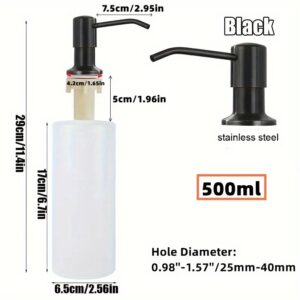 TEMU 1pc, Stainless Steel Kitchen Sink Soap Dispenser, Kitchen Washbasin Soap Dispenser Bottle , Dishwasher Detergent Presser, 500ml