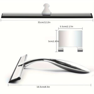 TEMU 1pc Stainless Steel Shower Squeegee With - Versatile All-purpose Cleaner For Bathroom, Glass Doors, Mirrors, Tiles & Car Windows - Includes Wall