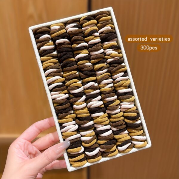 TEMU 300-pack Brown Elastic Hair Ties, Durable Hair Accessories
