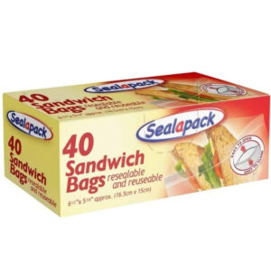 TEMU 40 X Sealapack Sandwich Bags Zip Seal Food Storage Bags 16.5cm X 15cm Clear Plastic