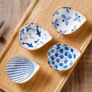 TEMU 4pcs Ceramic Condiment Dishes Set For Home Use - Soy Sauce, Vinegar, Sauce, And Seasoning Dishes