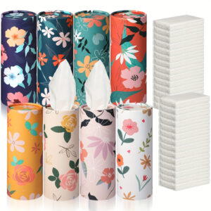 TEMU 4pcs Flower Pattern Car Tissue Box, 40pcs Of 3-layer Facial Tissues