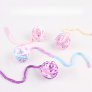 TEMU 4pcs Pet Ball Toys, Self-entertainment Chew Toys For Cats To Boredom, Tail Ball With Colorful Thick Knitted Ball And Bell, Interactive Pet Toys