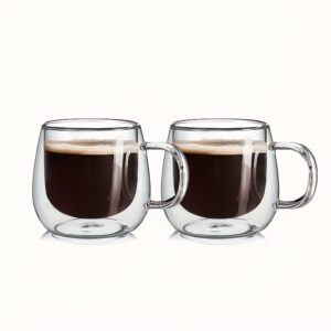 TEMU 4pcs Set - 200ml Glass Coffee Cups, High Borosilicate Insulated Glass Espresso Cup Set, Latte Cups, Americano Cups, Cappuccino Cups, Tea Bag