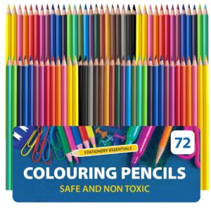 TEMU 72 Pack Colouring Pencils Set | Assorted Colouring Pencils For Adults & Children | Break-resistant Artist Drawing Pencils | Vibrant Colouring
