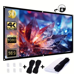 TEMU 84-inch 16:9 Foldable Hd Home Theater Screen With Hooks And Hanging Rope | Suitable For Home Theater, Indoor & Outdoor Use, Dual-sided