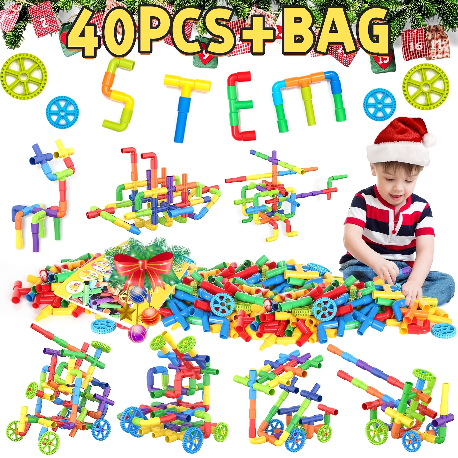 TEMU 990g Water Pipe Building Blocks - Creative Pipe Tube Building Blocks Set, Thanksgiving, Halloween, Birthday Parties - Imaginative Gift With