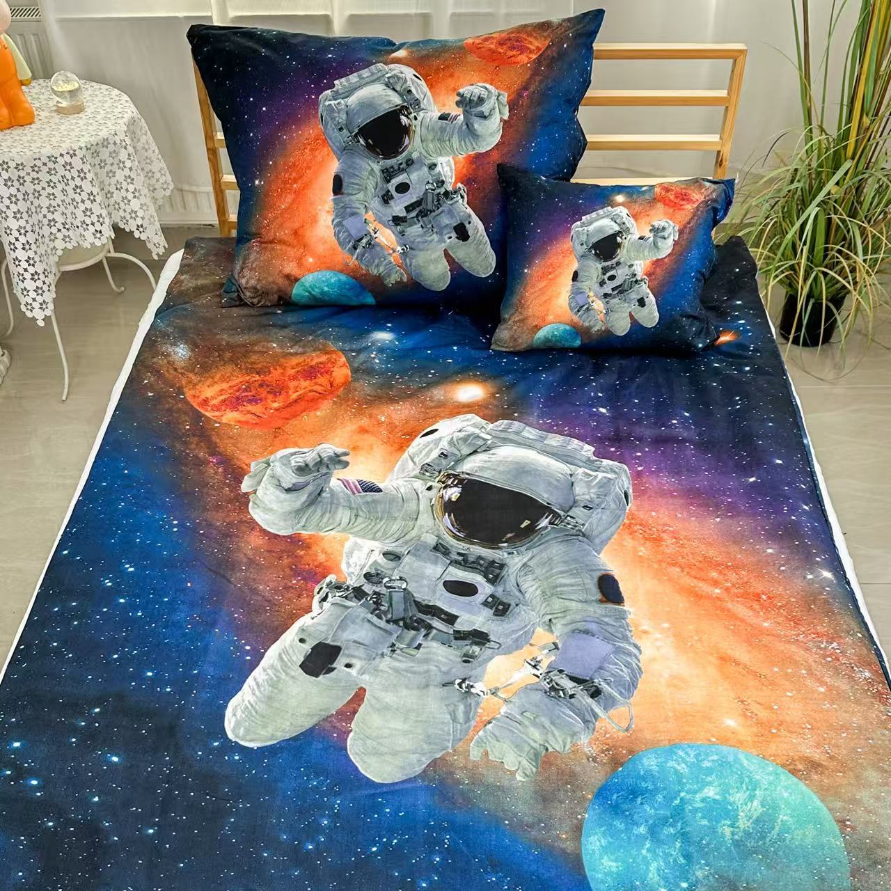 TEMU Astronaut And 3pcss Bed Sheet Set - Astronaut Bed Sheet, 3pcss Bed Sheet, Bed Sheet